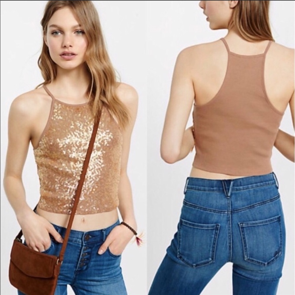 Express NWT Sequined Crop Top